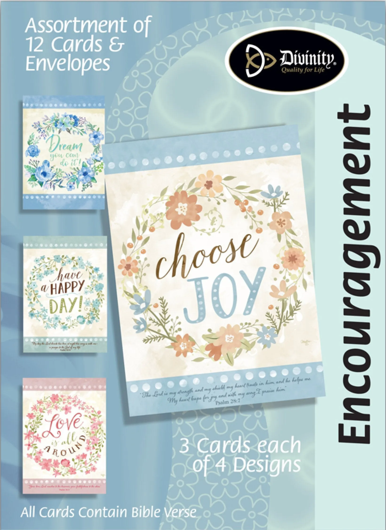 Boxed Greeting Cards - Encouragement Flower Wreaths - Set of 12