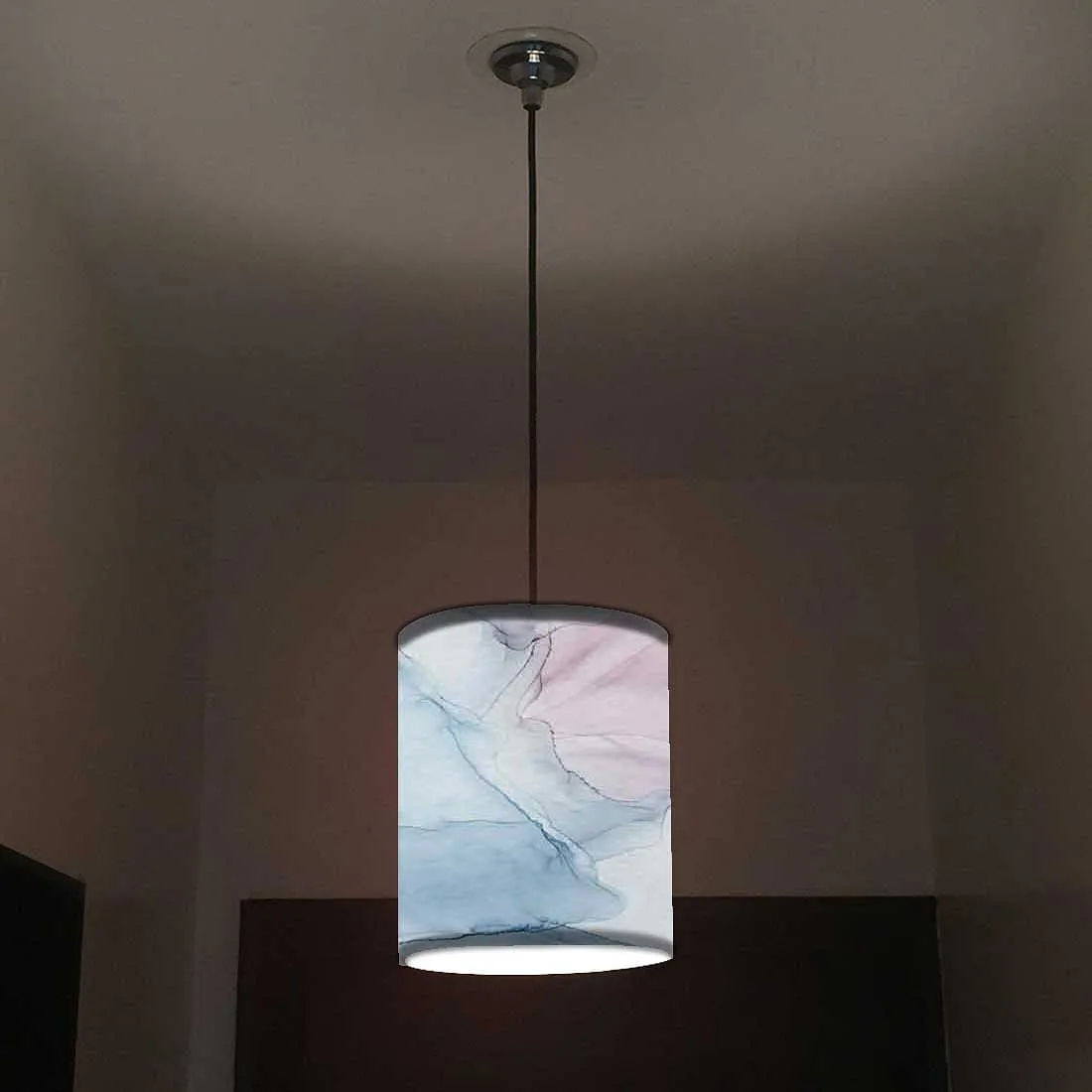 Ceiling Hanging Pendant Lamp Shade - Gray Purple Ink Watercolor