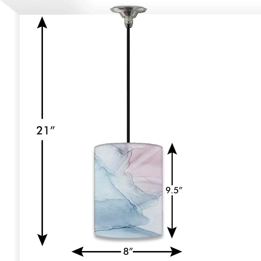 Ceiling Hanging Pendant Lamp Shade - Gray Purple Ink Watercolor