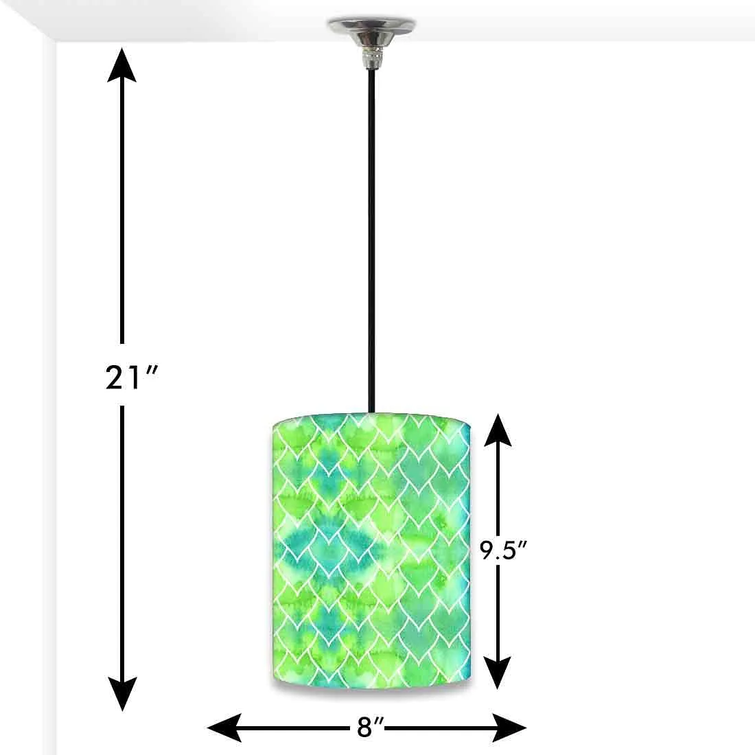 Ceiling Hanging Pendant Lamp Shade - Green Mermaid Watercolor Pattern