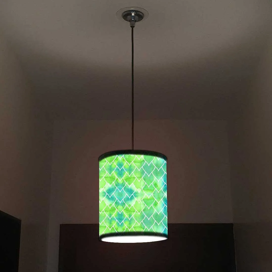 Ceiling Hanging Pendant Lamp Shade - Green Mermaid Watercolor Pattern