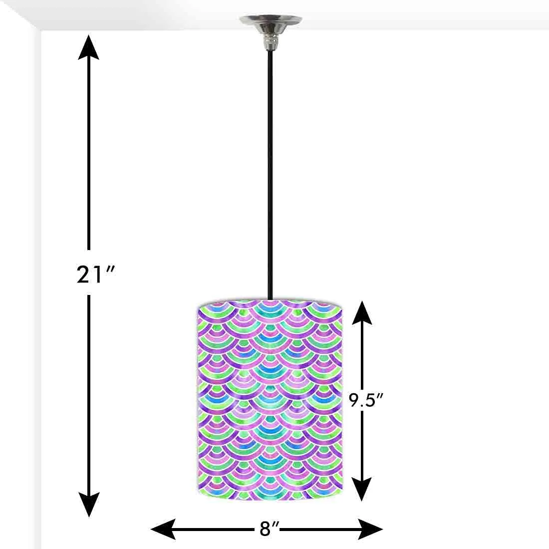 Ceiling Hanging Pendant Lamp Shade - Green Purple Mermaid Watercolor