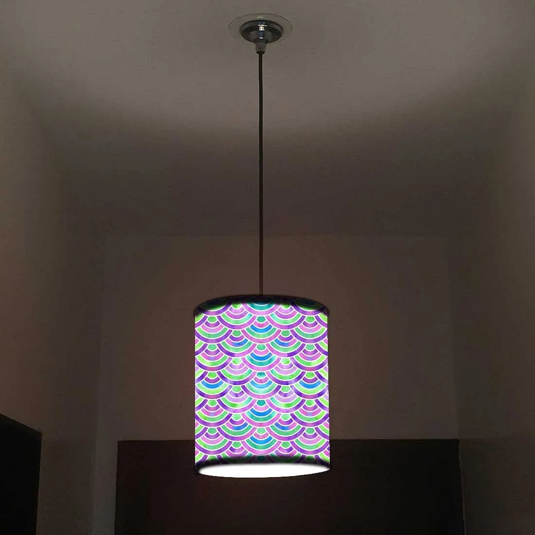 Ceiling Hanging Pendant Lamp Shade - Green Purple Mermaid Watercolor
