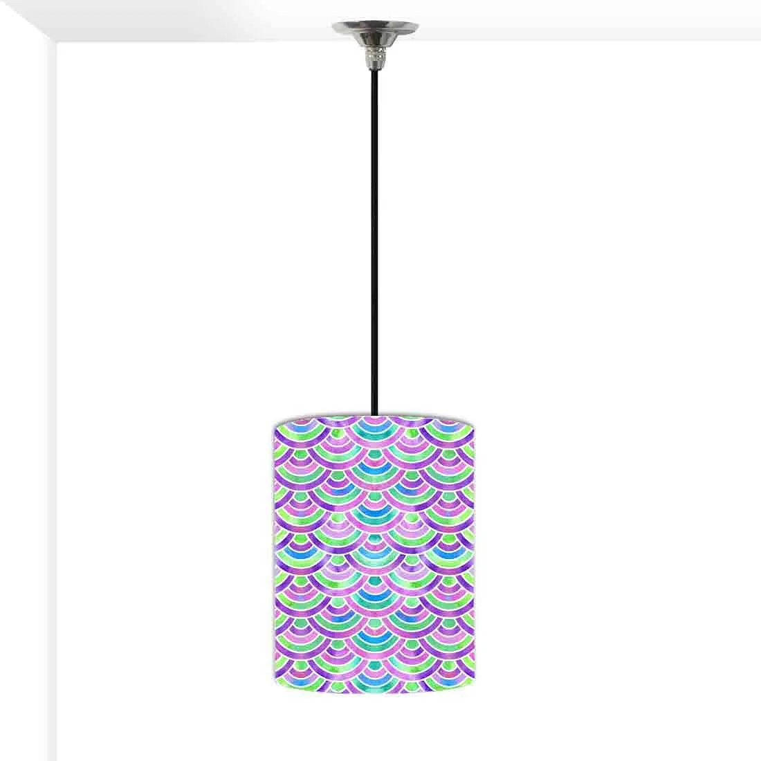 Ceiling Hanging Pendant Lamp Shade - Green Purple Mermaid Watercolor