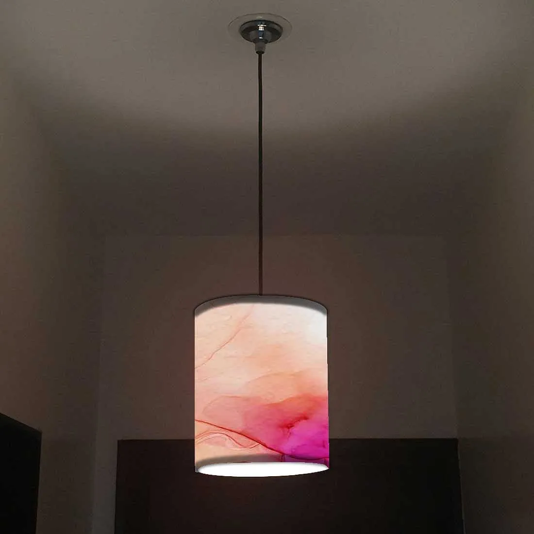 Ceiling Hanging Pendant Lamp Shade - Orange Pink Multicolor Ink Watercolor