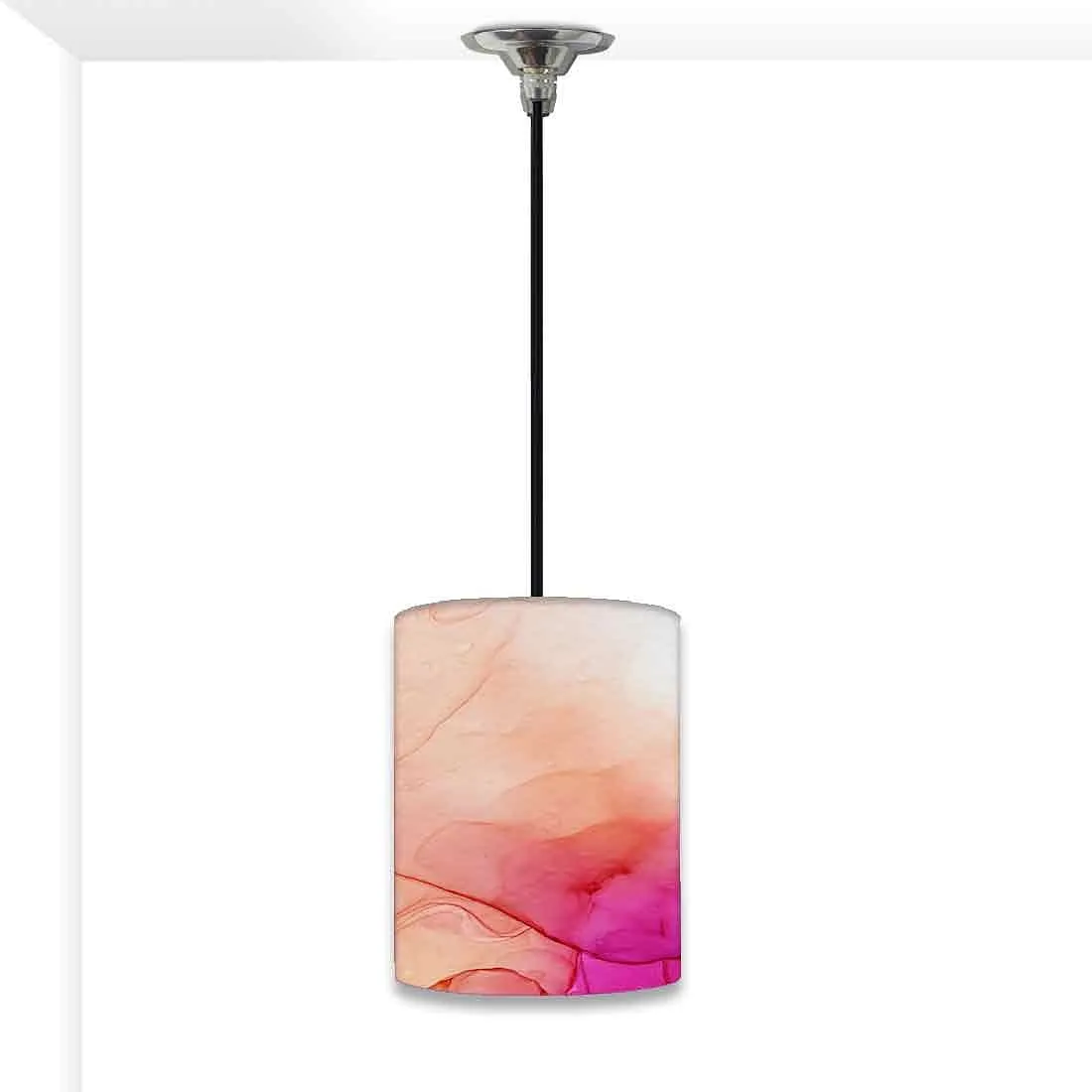 Ceiling Hanging Pendant Lamp Shade - Orange Pink Multicolor Ink Watercolor