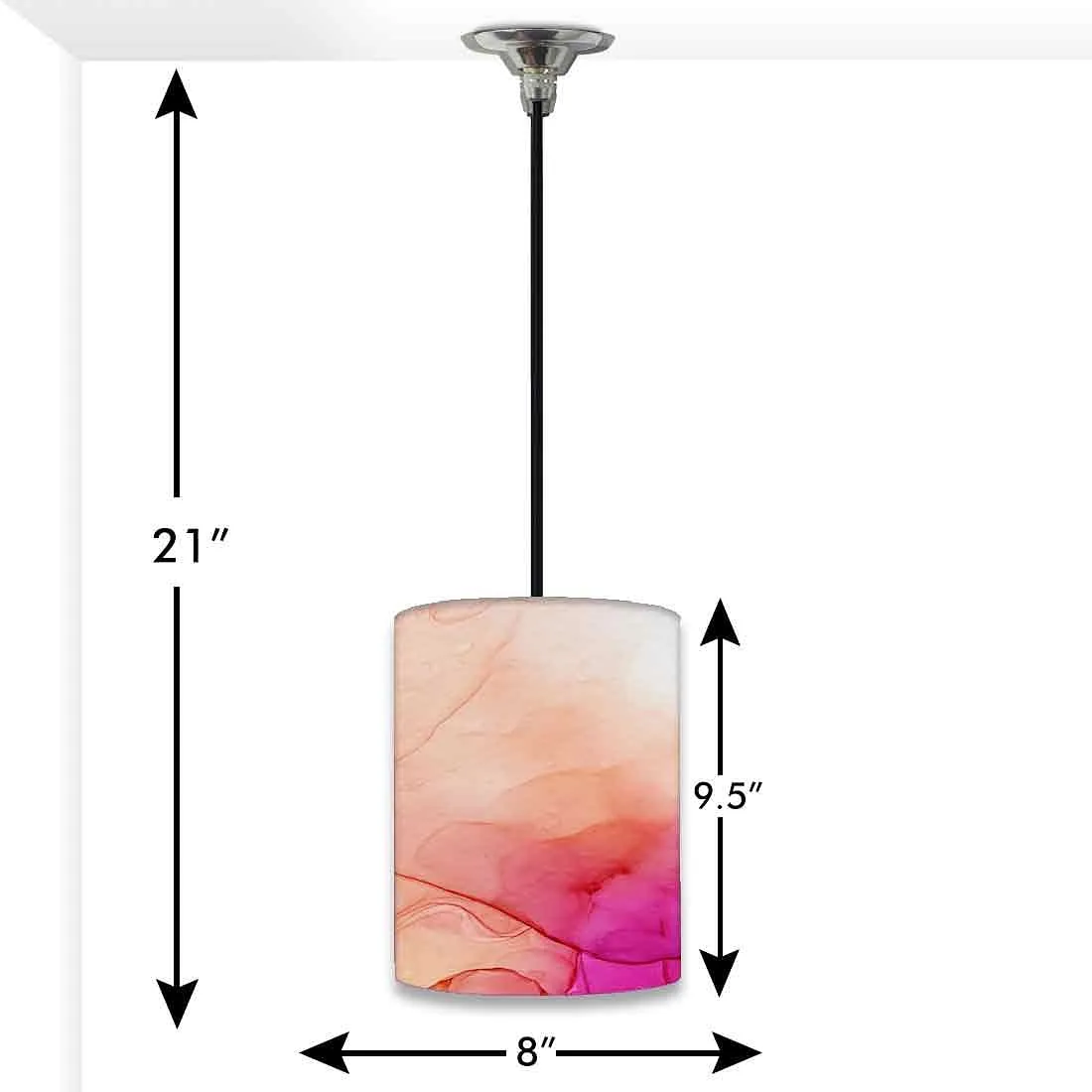 Ceiling Hanging Pendant Lamp Shade - Orange Pink Multicolor Ink Watercolor