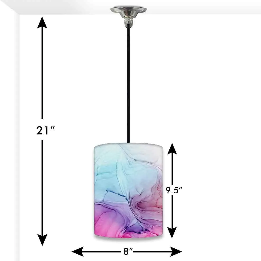 Ceiling Hanging Pendant Lamp Shade - Pink Blue Ink Watercolor