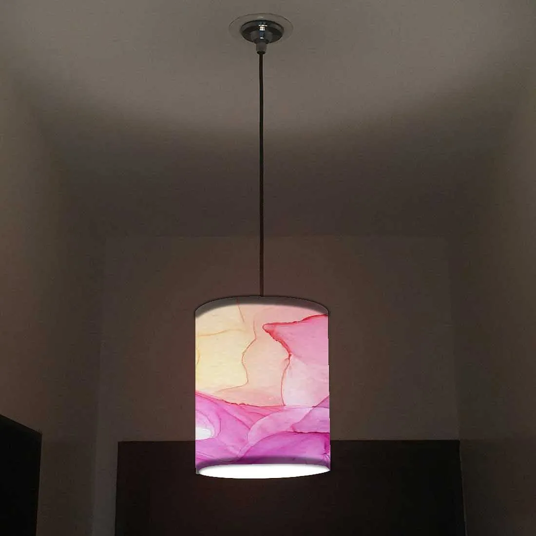 Ceiling Hanging Pendant Lamp Shade - Pink Purple Yellow Ink Watercolor