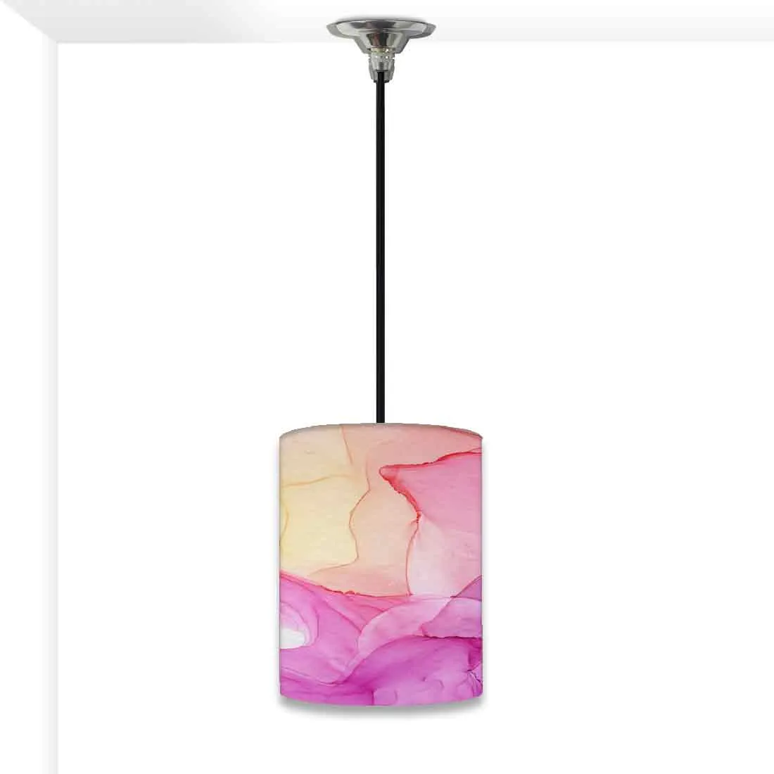 Ceiling Hanging Pendant Lamp Shade - Pink Purple Yellow Ink Watercolor