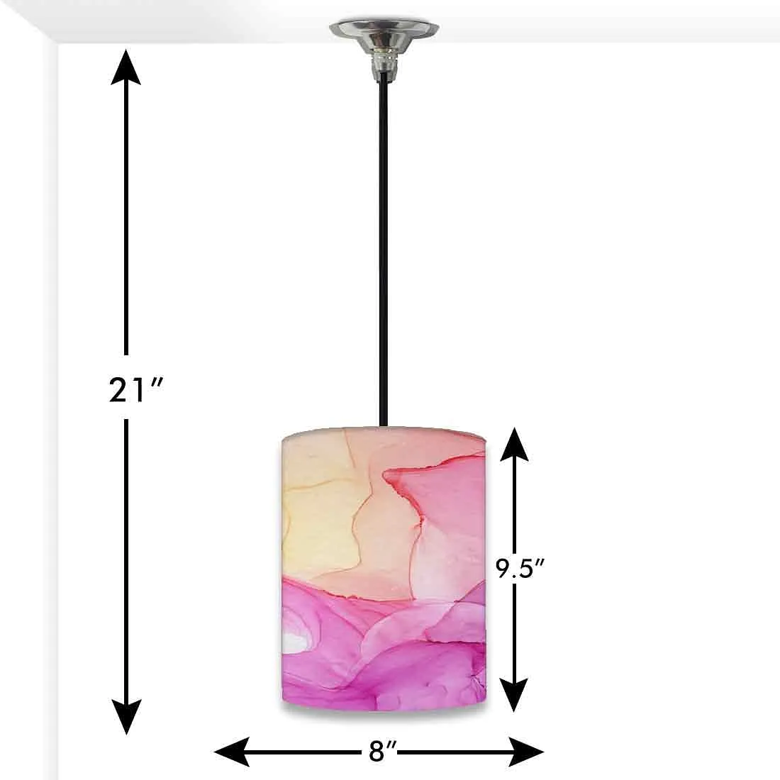 Ceiling Hanging Pendant Lamp Shade - Pink Purple Yellow Ink Watercolor