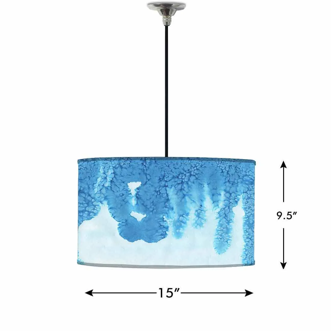 Ceiling Lamp Hanging Drum Lampshade - Arctic Blue Space Watercolor