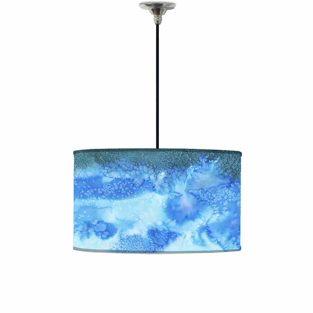 Ceiling Lamp Hanging Drum Lampshade - Arctic Space Blue Shades Watercolor