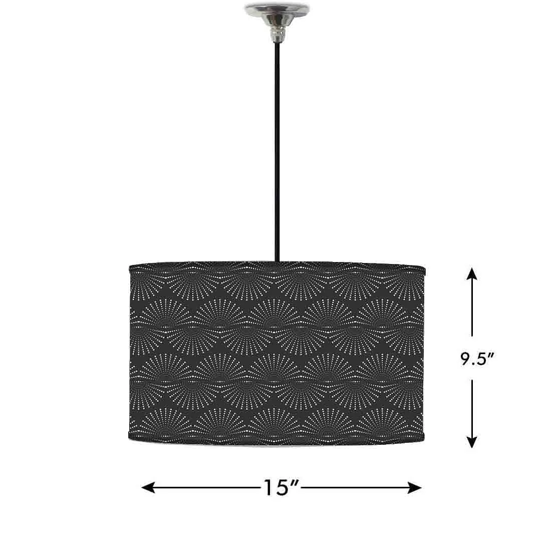 Ceiling Lamp Hanging Drum Lampshade - Black And White Retro Pattern