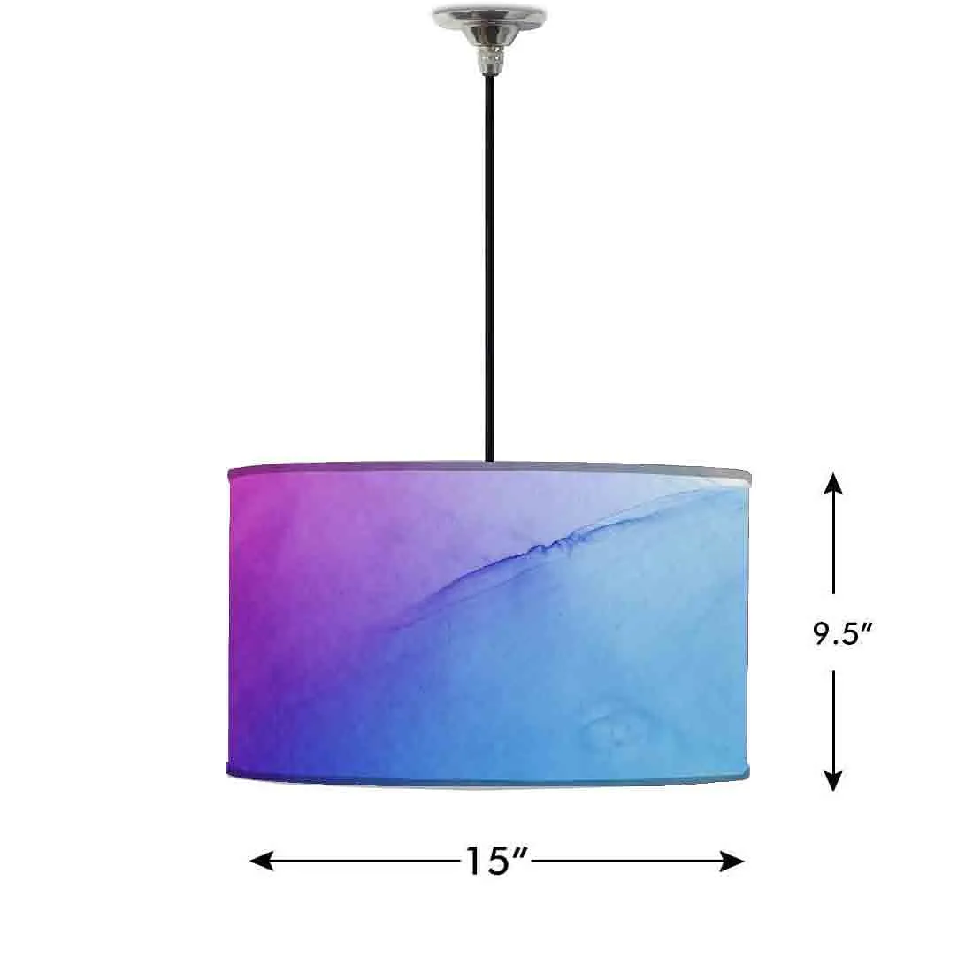 Ceiling Lamp Hanging Drum Lampshade - Dark Blue Purple Ink Watercolor