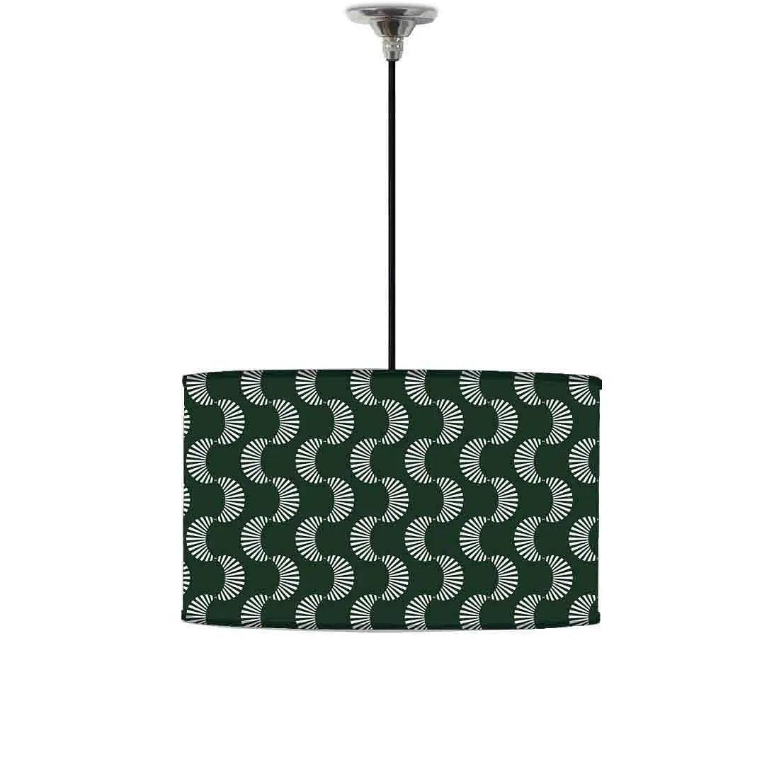 Ceiling Lamp Hanging Drum Lampshade - Dark Green Retro