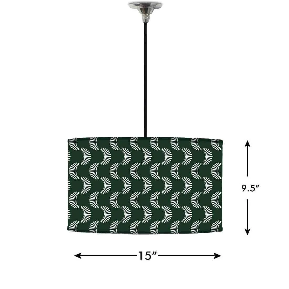 Ceiling Lamp Hanging Drum Lampshade - Dark Green Retro