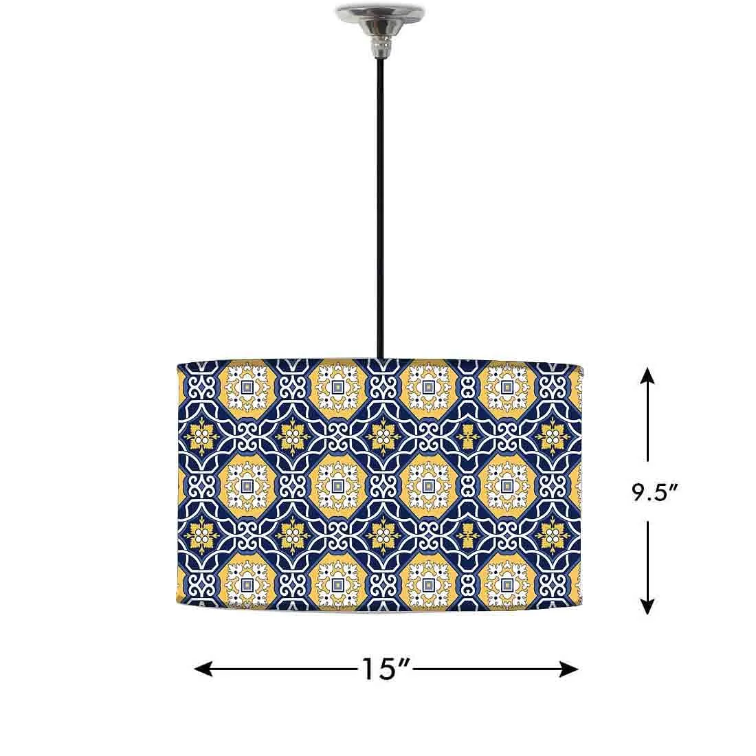 Ceiling Lamp Hanging Drum Lampshade - Floral Spanish Pattern