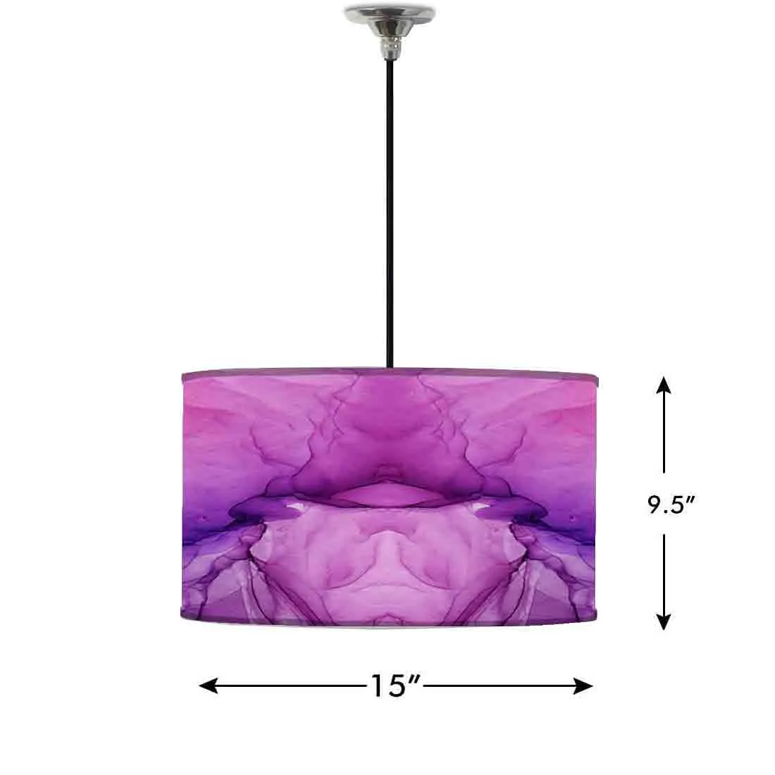 Ceiling Lamp Hanging Drum Lampshade - Pink Purple Ink Watercolor