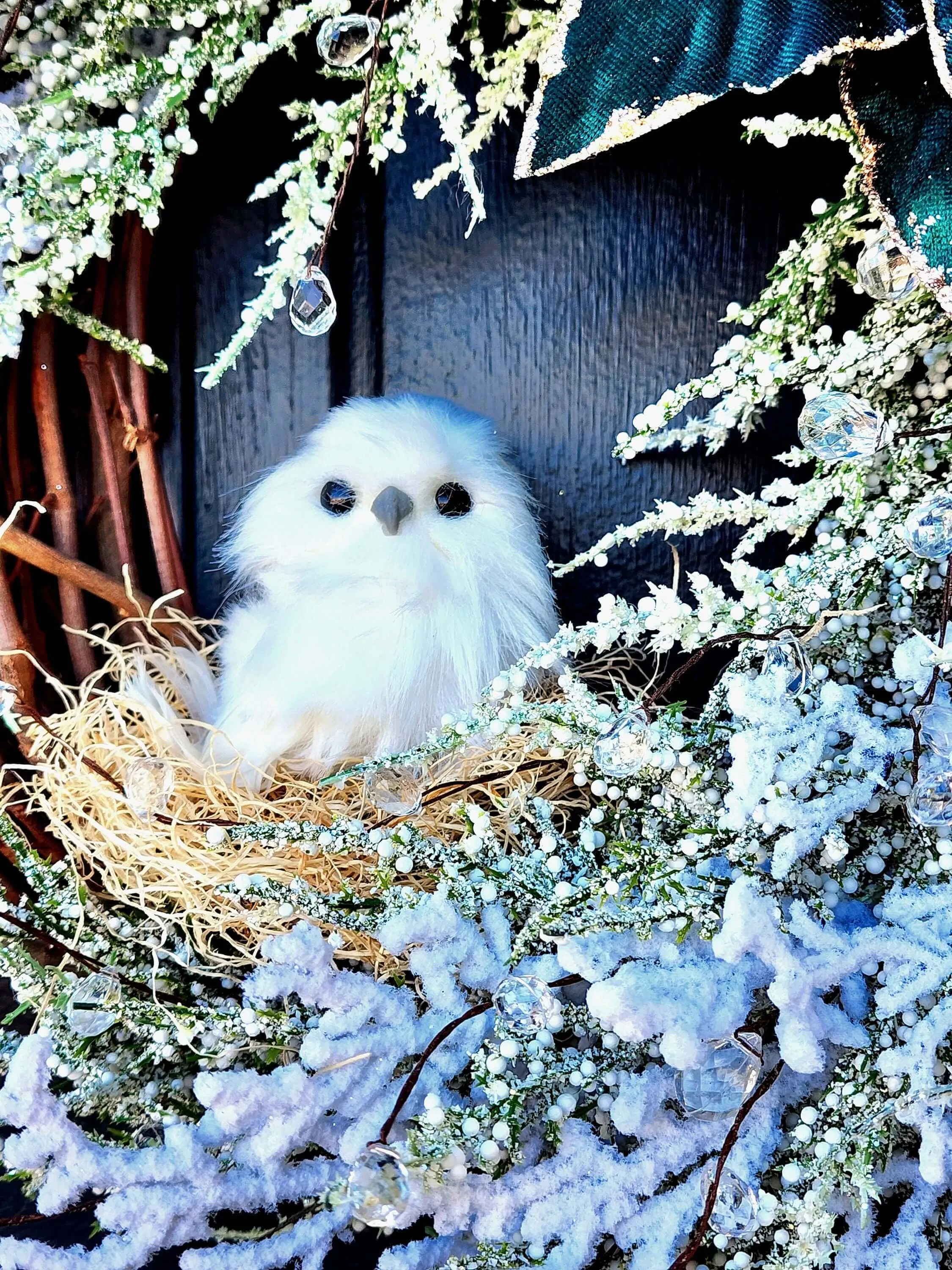 Christmas Wreath, Holiday Boho Chic, Snow Owl Front Door Wreaths, Unique Wreath, Christmas Decor Gift, Front Door Decor, Housewarming Gift