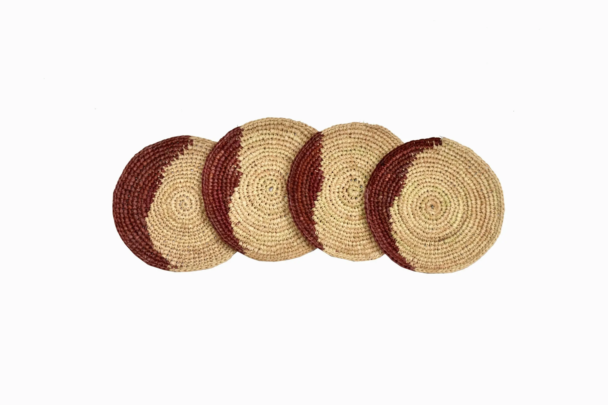 CIRCULAR STRAW COASTERS RUST DETAIL (SET OF 4)