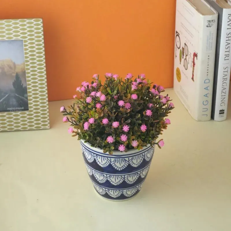 Dark Blue Worli Art Ceramic Planter | Blue | Plant Not Included