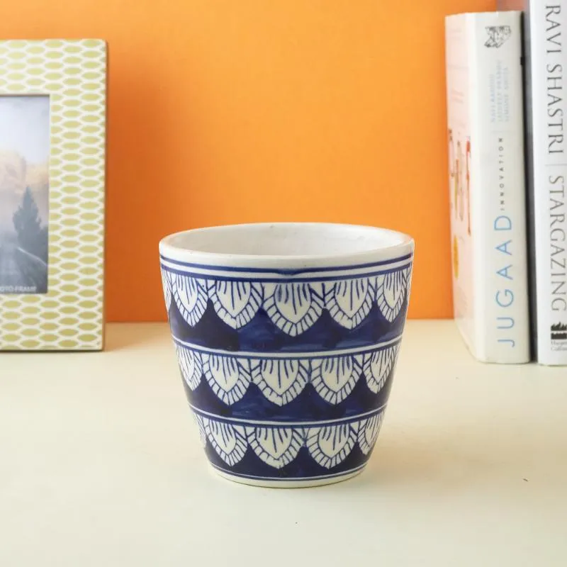 Dark Blue Worli Art Ceramic Planter | Blue | Plant Not Included