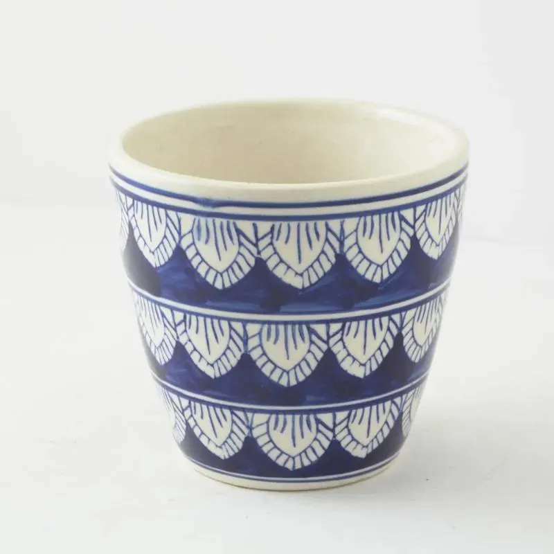 Dark Blue Worli Art Ceramic Planter | Blue | Plant Not Included
