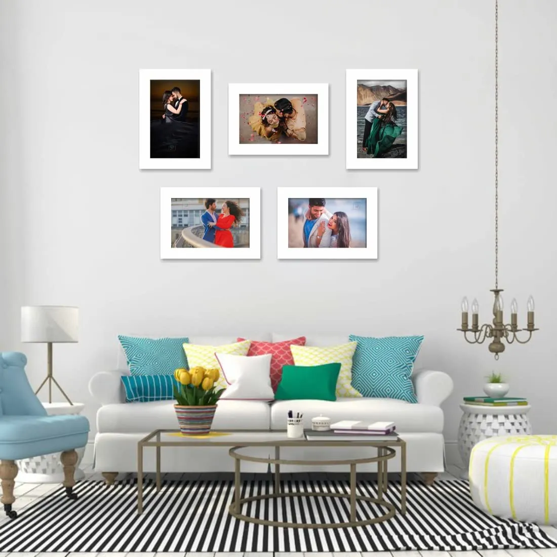 DJ ARTS Family Photo Frame Set Of 5 Picture Frames Family MDF Plaque |5 Units 5x7|