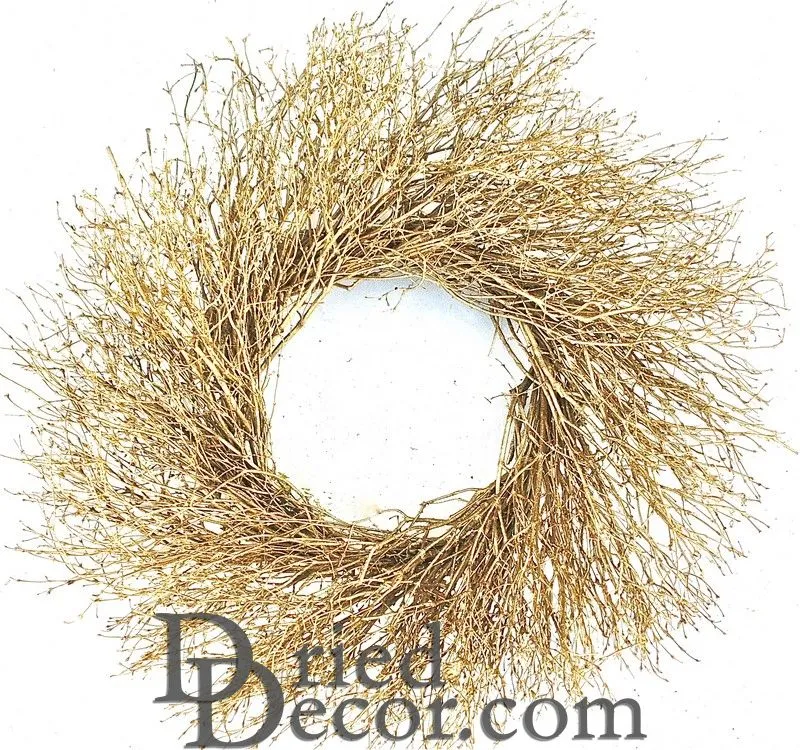 Dried Gold Quail Brush Wreath