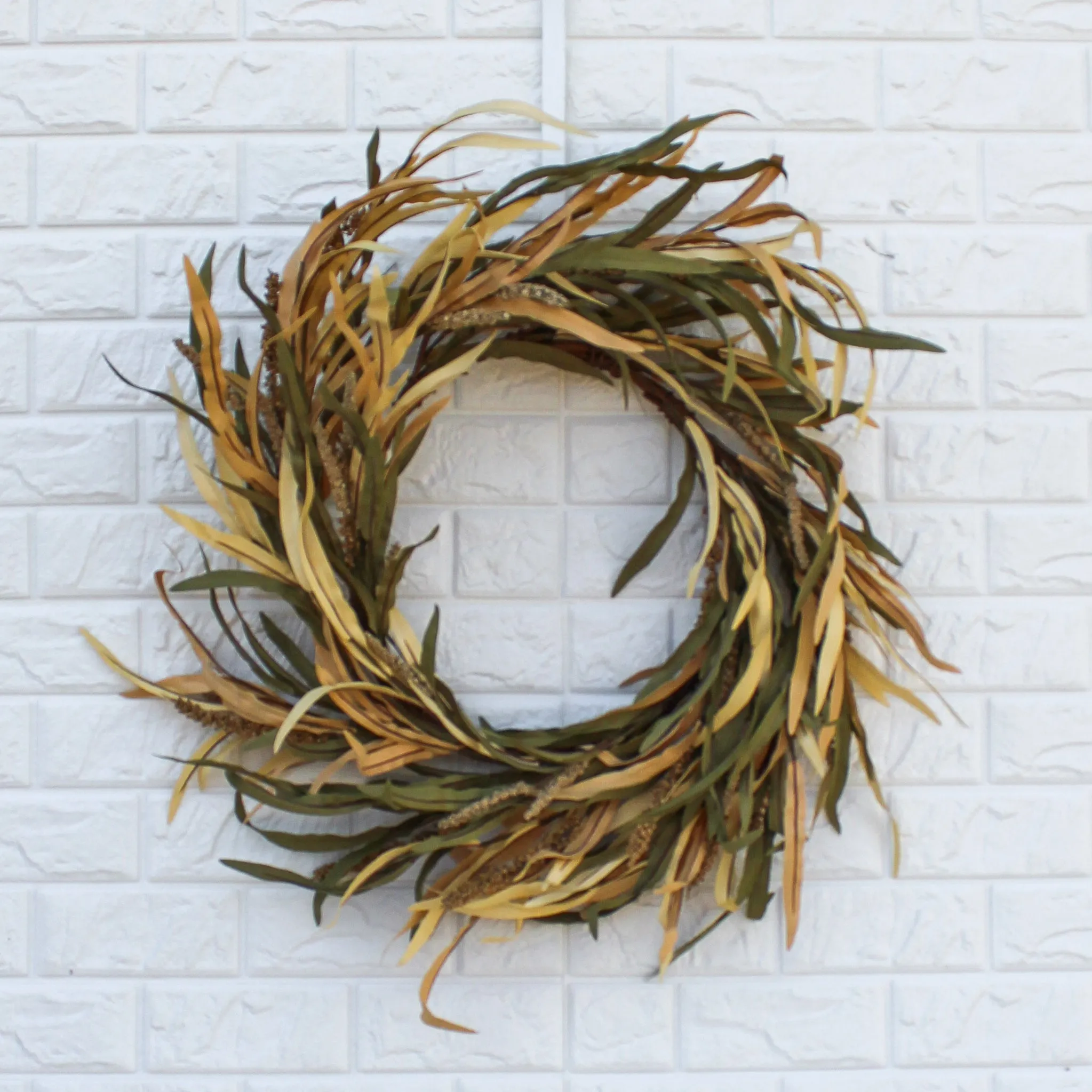 Dried-Look Autumn Foxtail Grass Fall Front Door Wreath