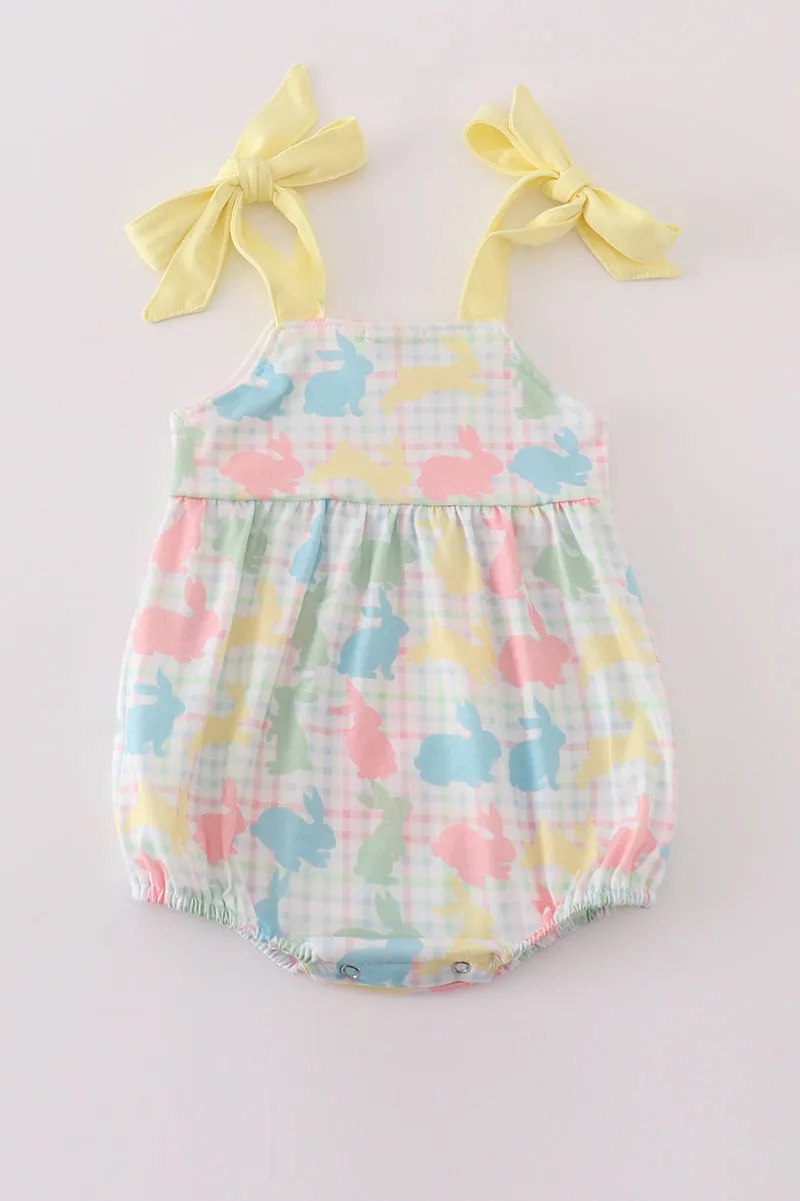 Easter Bunny Print Bow Girl Bubble
