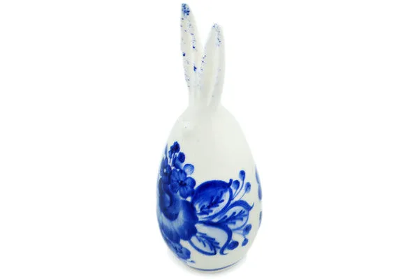 faience 6" Bunny Figurine Retro Cobalt
