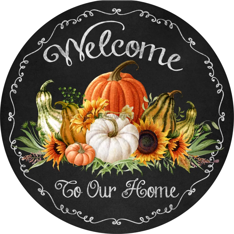 Fall Sign, Pumpkin Sign, DECOE-4551, Door Hanger, 18" Wood Round