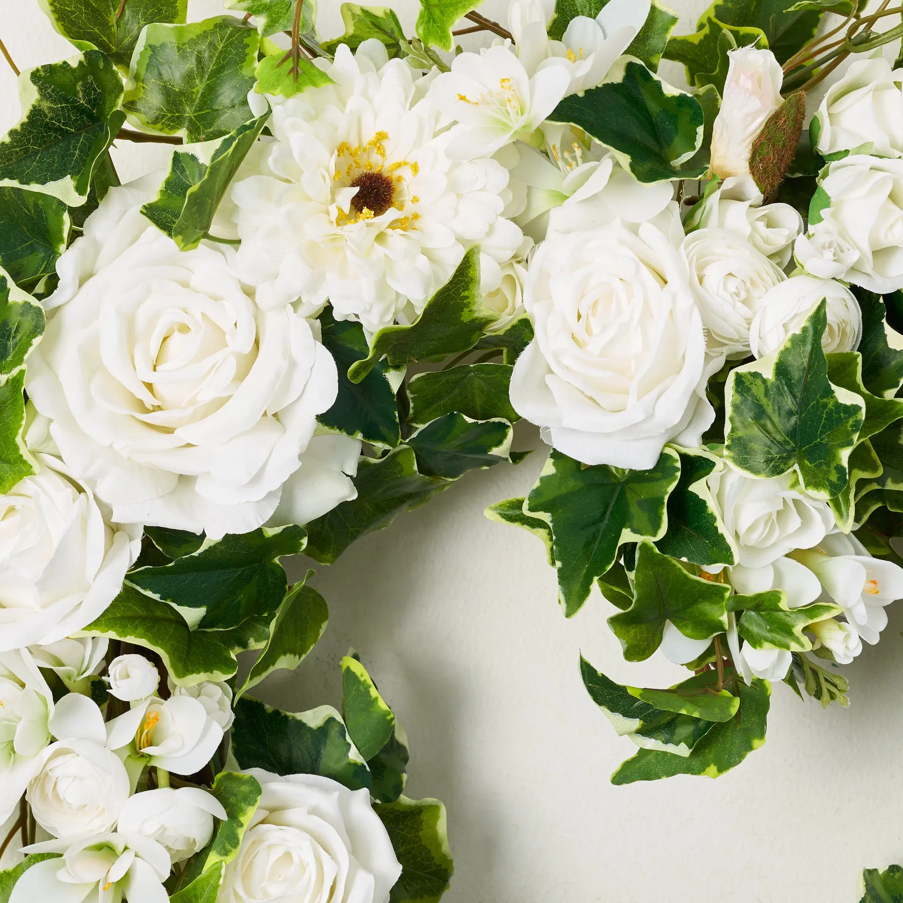 Follow Your Heart - Traditional White Wedding Heart Shaped Valentine's Day Wreath