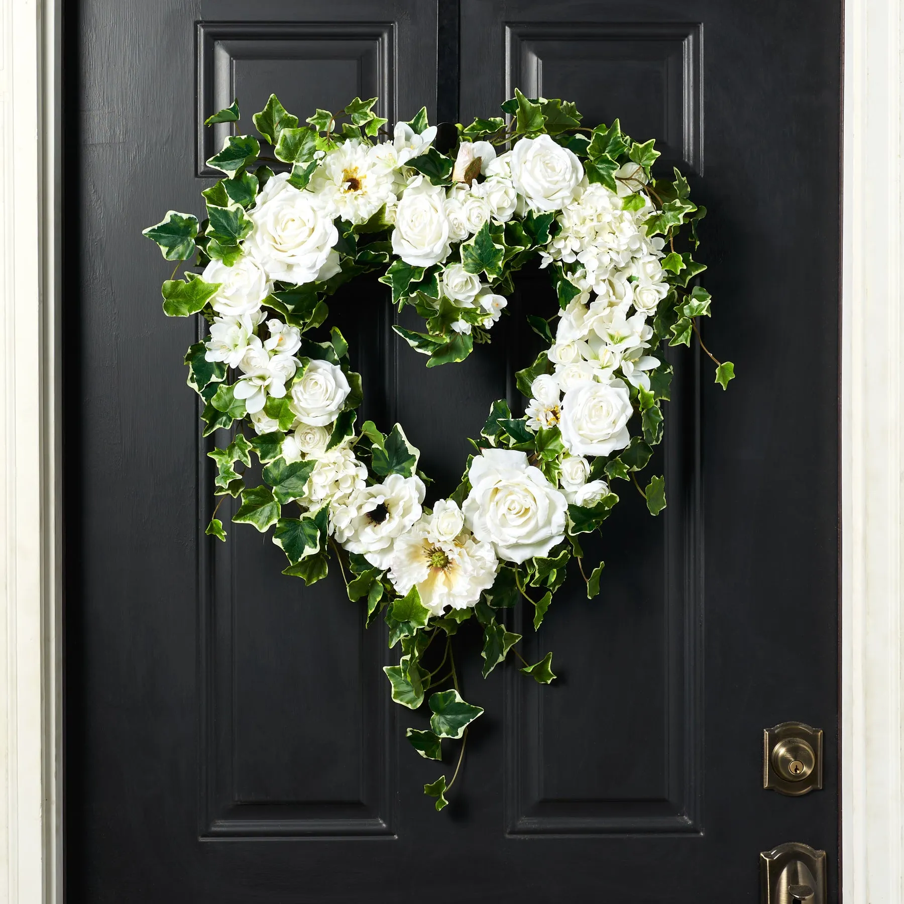 Follow Your Heart - Traditional White Wedding Heart Shaped Valentine's Day Wreath
