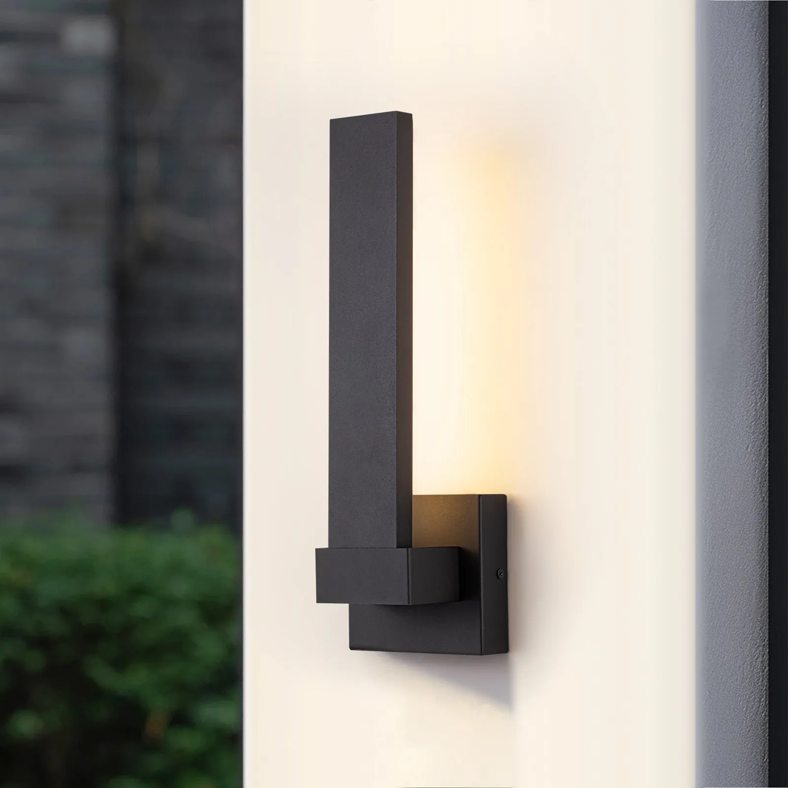 Glowlings 1-Light 16"High Matte Black IP54 Waterproof Integrated LED Outdoor Wall Sconce