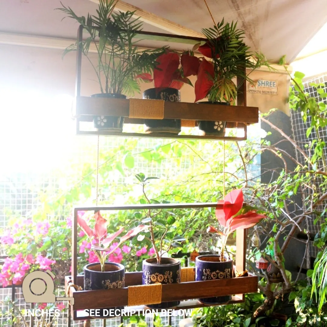 Hanging Planter  - Double Frame Planter Stand - For Small Indoor and Outdoor Fancy Pots