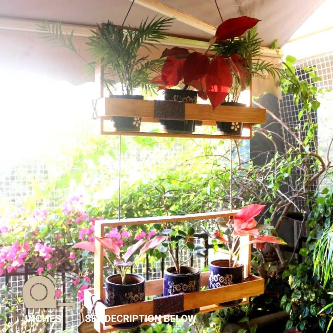 Hanging Planter  - Double Frame Planter Stand - For Small Indoor and Outdoor Fancy Pots