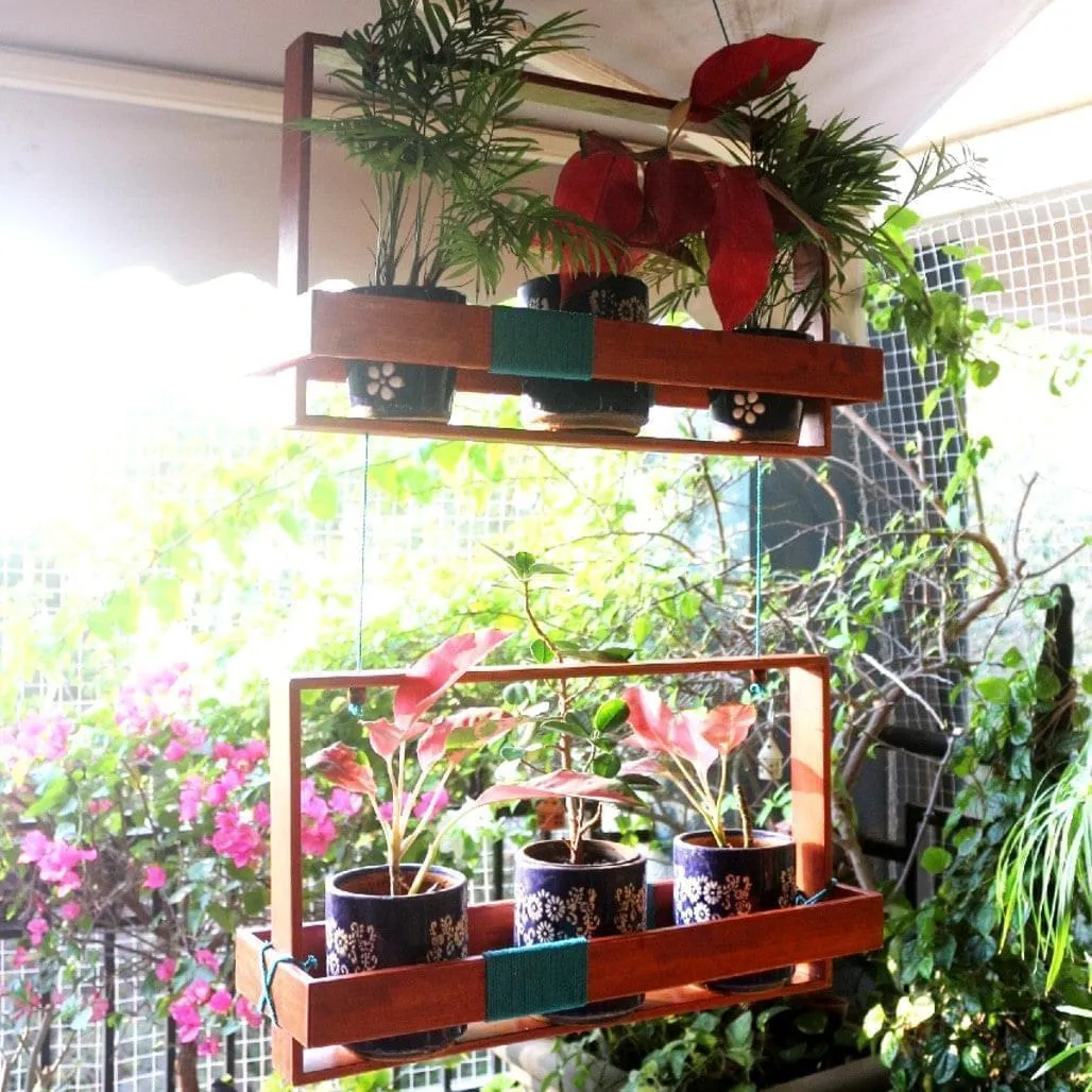 Hanging Planter  - Double Frame Planter Stand - For Small Indoor and Outdoor Fancy Pots