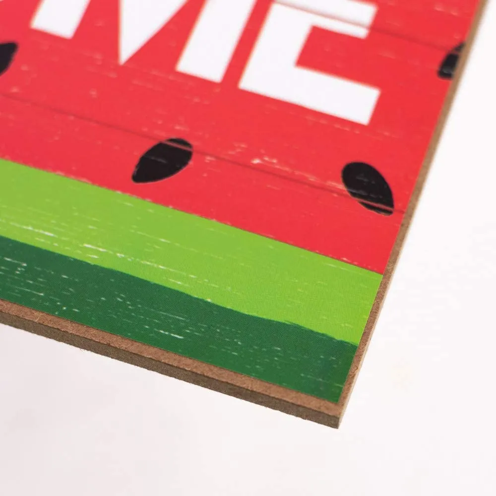Hanging Wooden Watermelon Welcome Sign - 12.5" x 6"