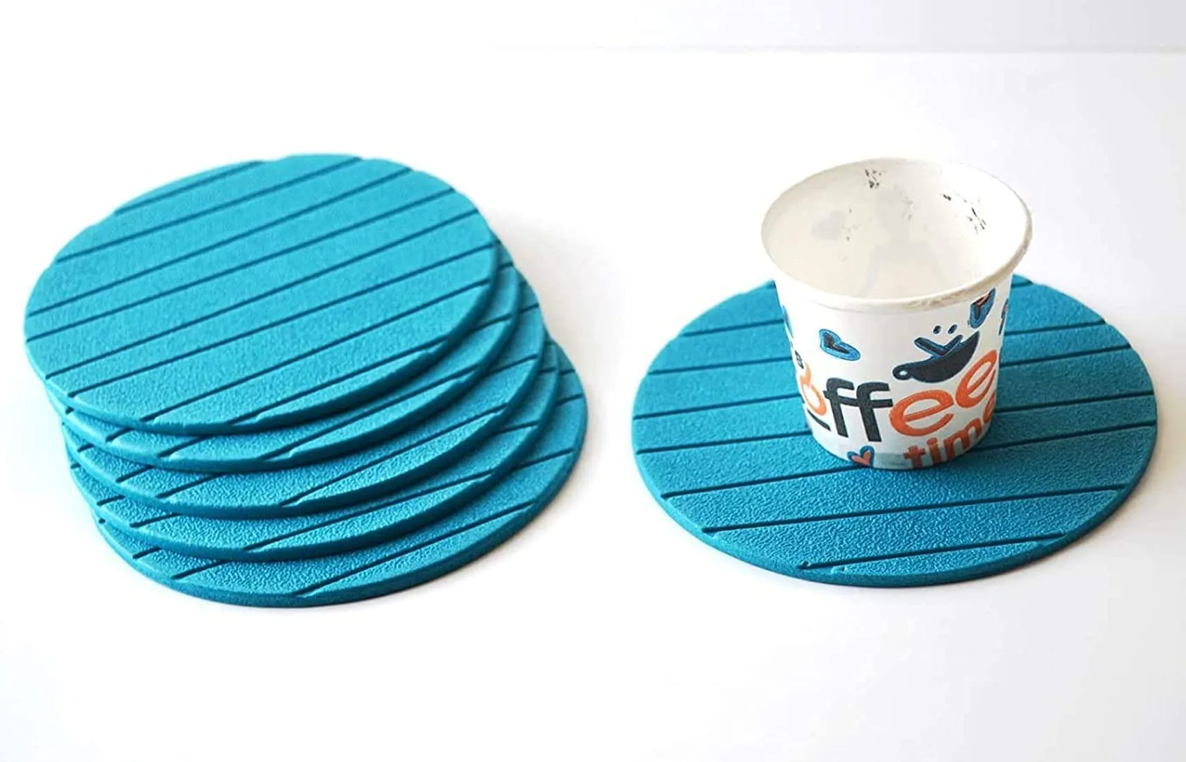Heart Home Soft EVA Foam Set of 12 Pcs Non Slip Heat Insulation Coasters for Tea Coffee Cups Mugs Beer Cans Bar Glass (Green)-HS_38_HEARTH21363, Standard