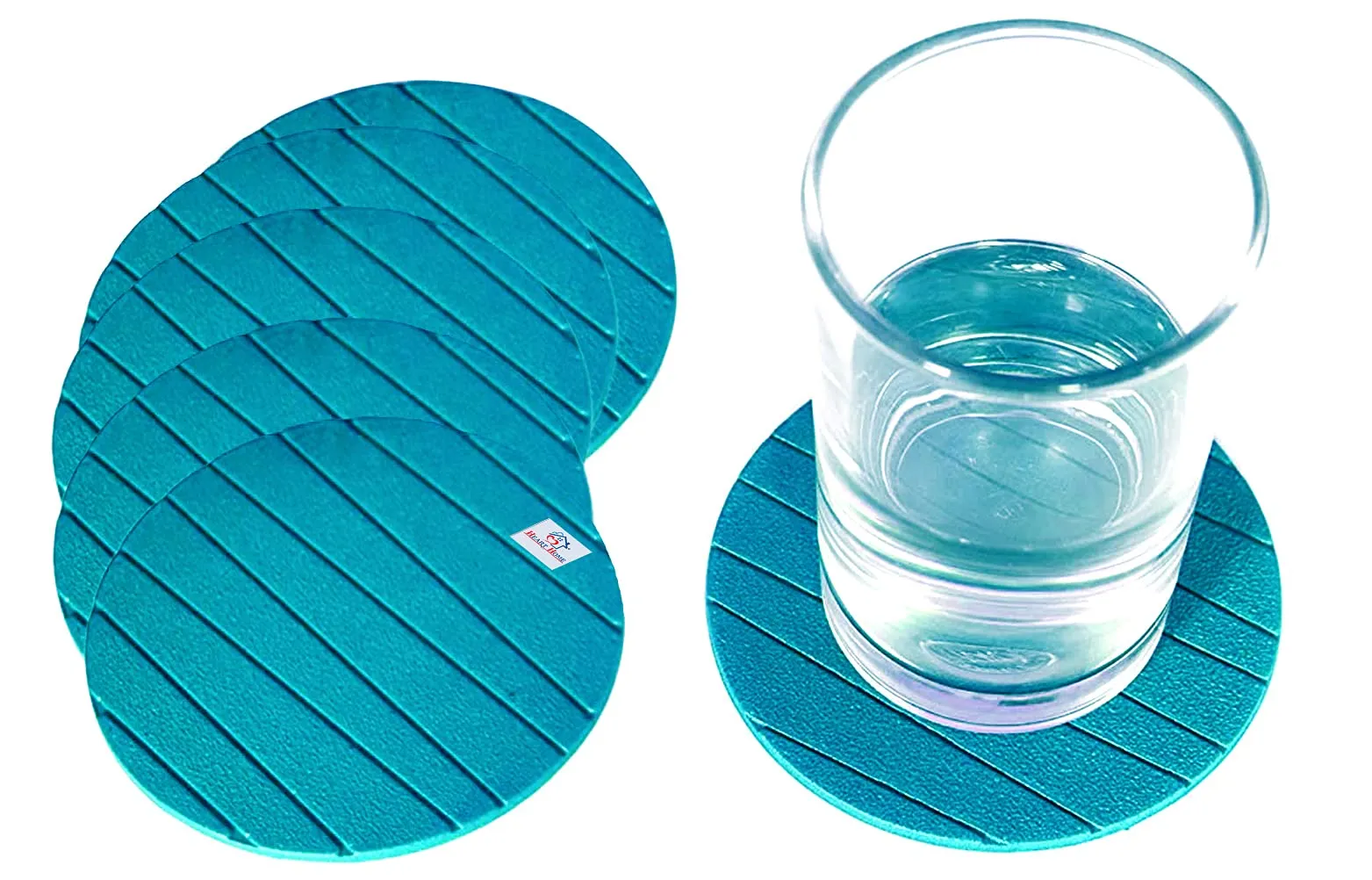 Heart Home Soft EVA Foam Set of 12 Pcs Non Slip Heat Insulation Coasters for Tea Coffee Cups Mugs Beer Cans Bar Glass (Green)-HS_38_HEARTH21363, Standard