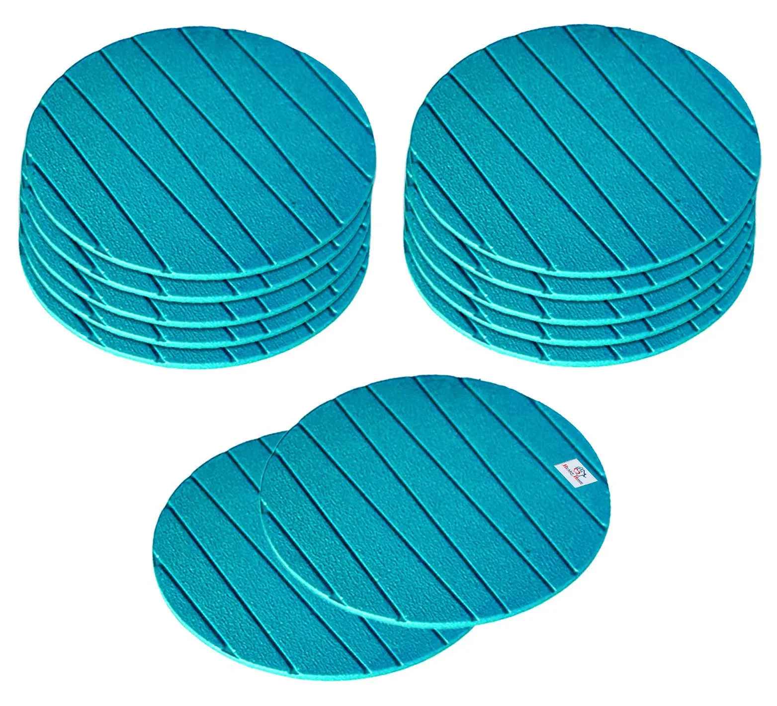 Heart Home Soft EVA Foam Set of 12 Pcs Non Slip Heat Insulation Coasters for Tea Coffee Cups Mugs Beer Cans Bar Glass (Green)-HS_38_HEARTH21363, Standard