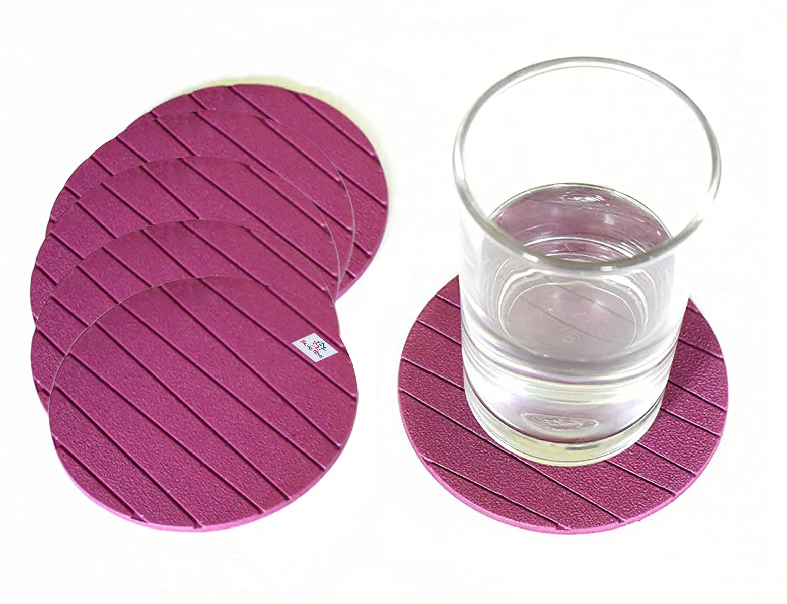 Heart Home Soft EVA Foam Set of 6 Pcs Non Slip Heat Insulation Coasters for Tea Coffee Cups Mugs Beer Cans Bar Glass (Purple)-HS_38_HEARTH21357