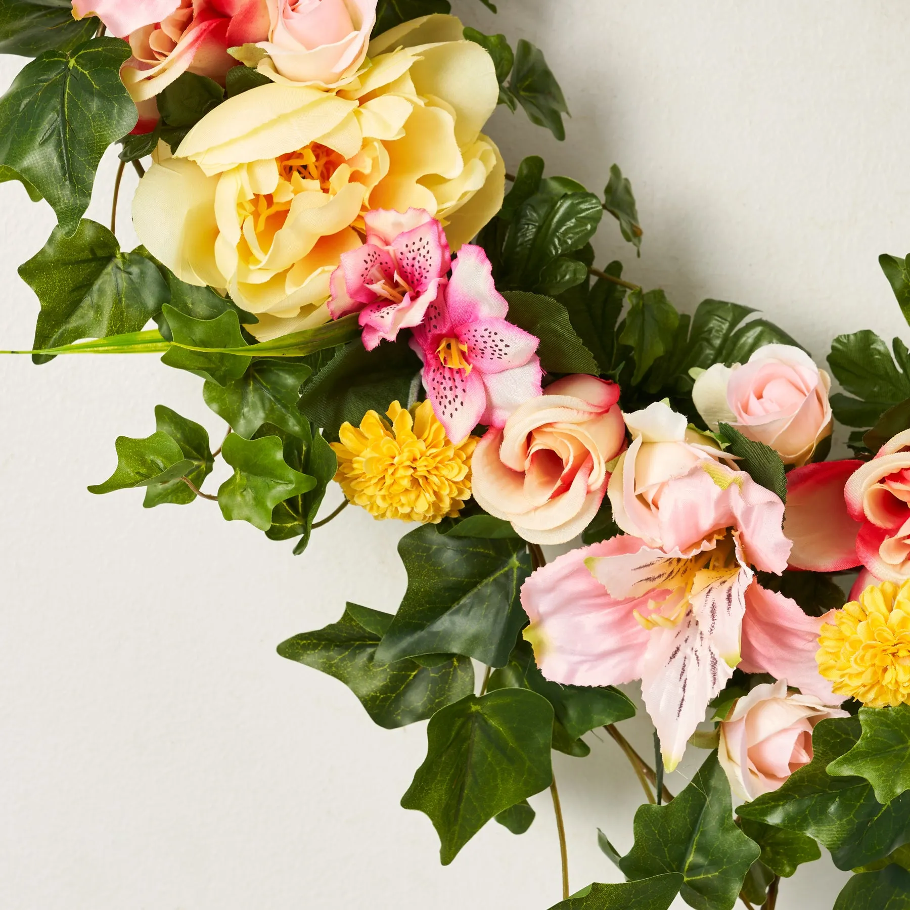 Heart Throb - Yellow Peony & Pink Ombre Rose Spring Summer Valentine's Day Wreath