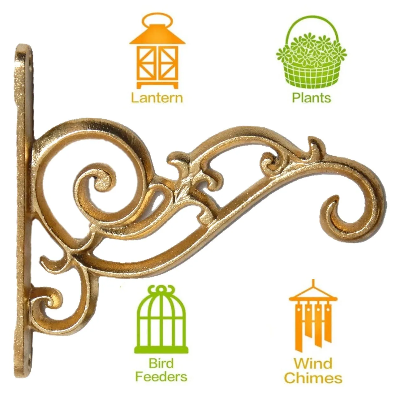Metal Wall Hook Hanging Plant Bracket, Gold