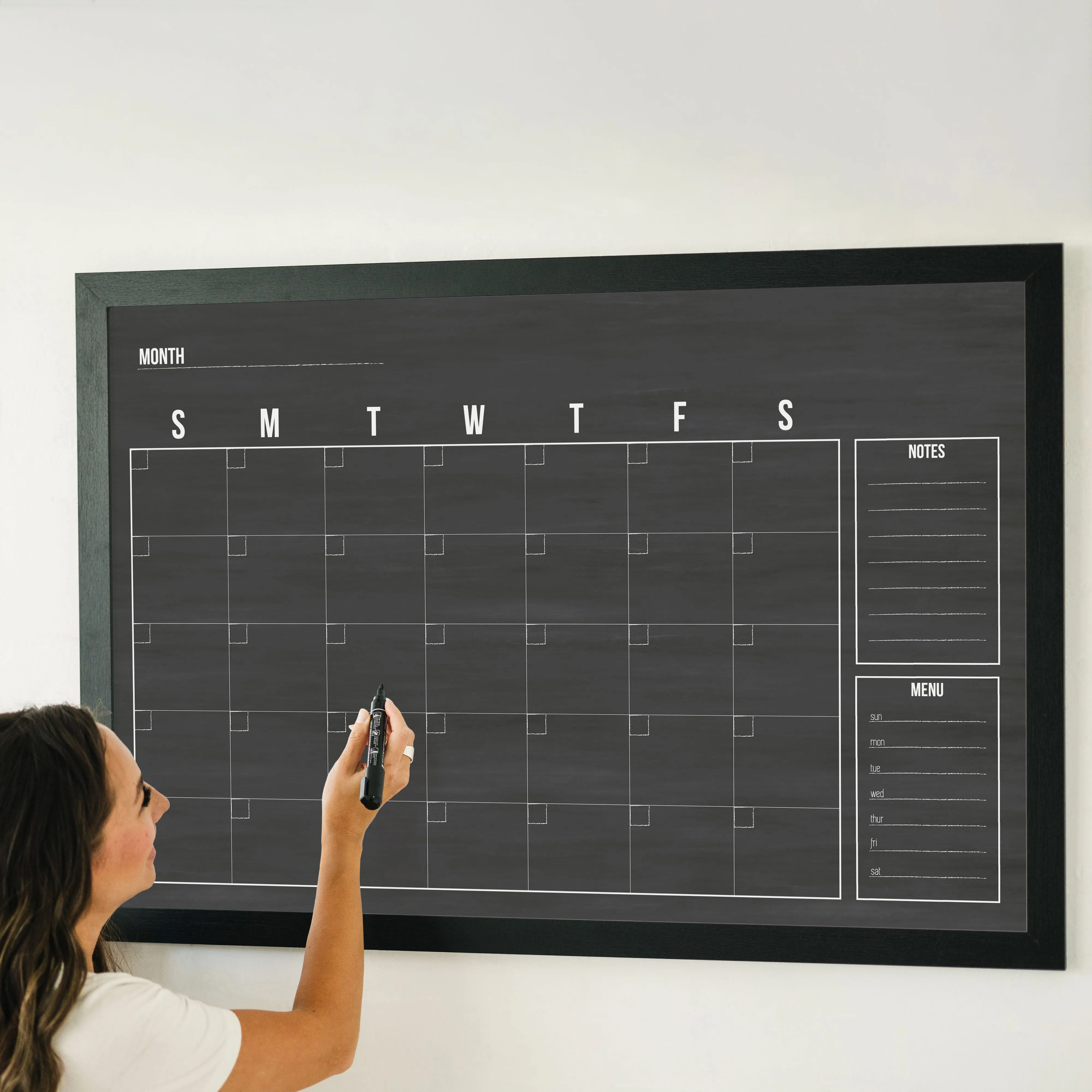 Monthly Framed Chalkboard Calendar   2 sections | Horizontal Dwyer