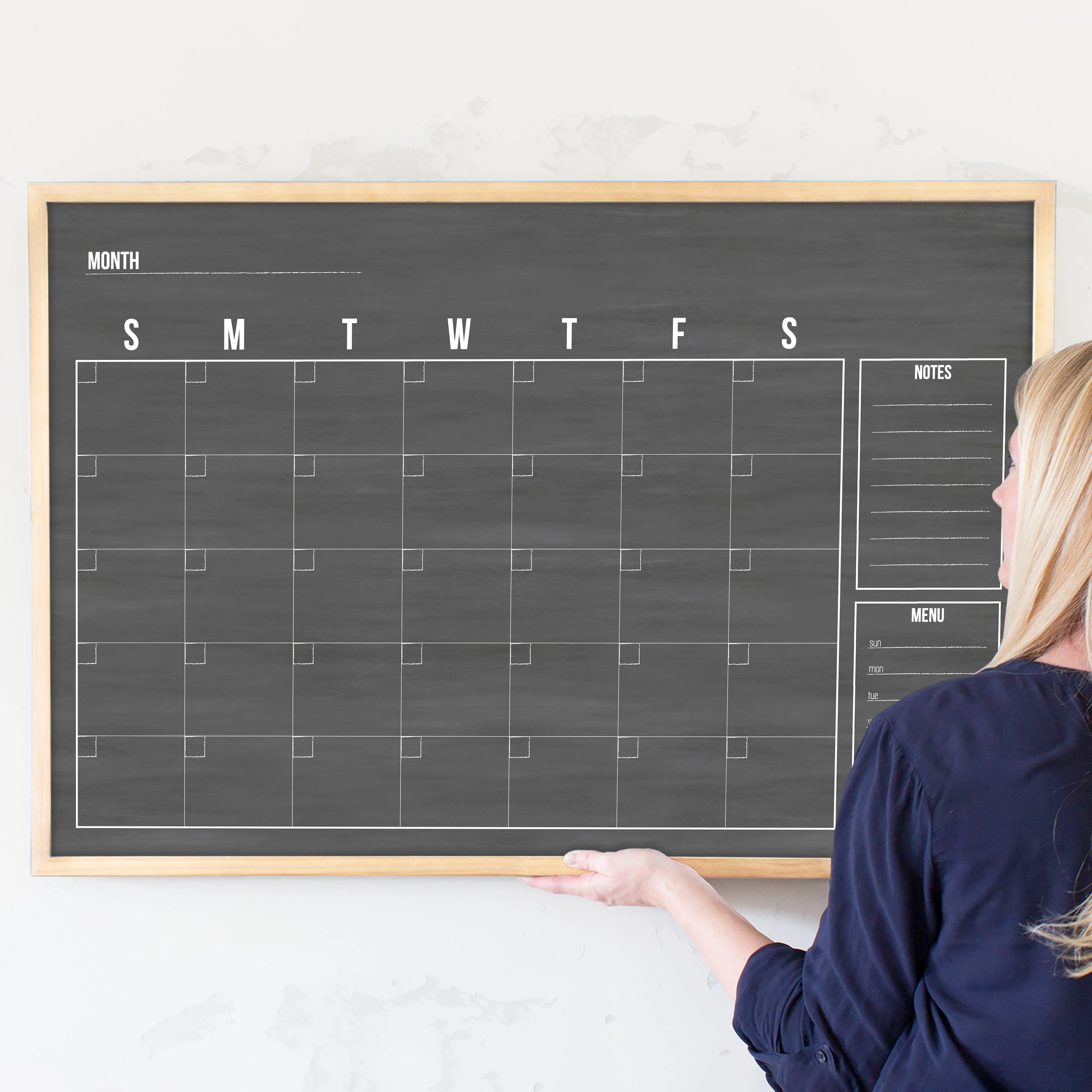 Monthly Framed Chalkboard Calendar   2 sections | Horizontal Dwyer