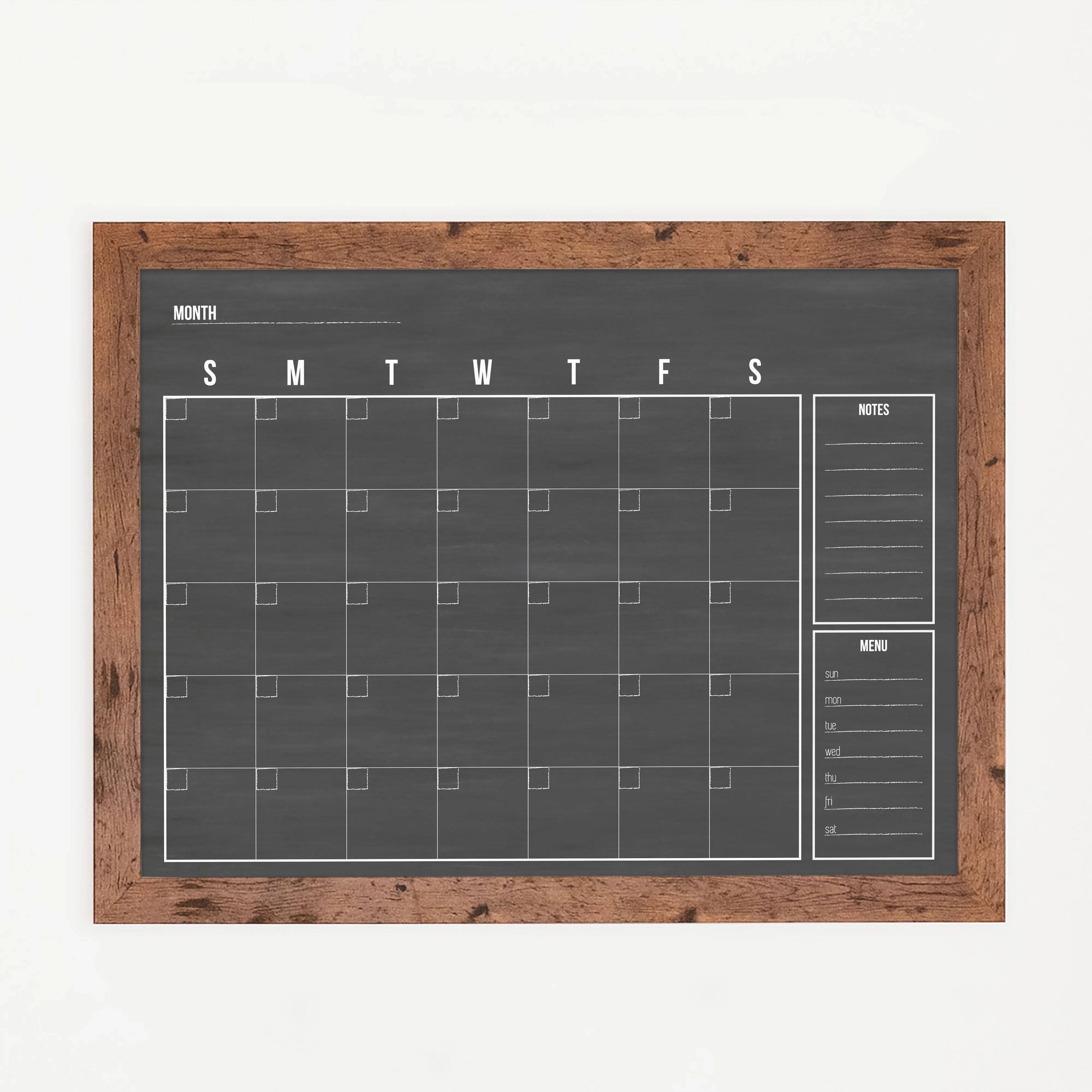 Monthly Framed Chalkboard Calendar   2 sections | Horizontal Dwyer